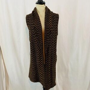 Elizabeth & James Sleeveless Herringbone Sweater Cardigan Small Wool Cashmere